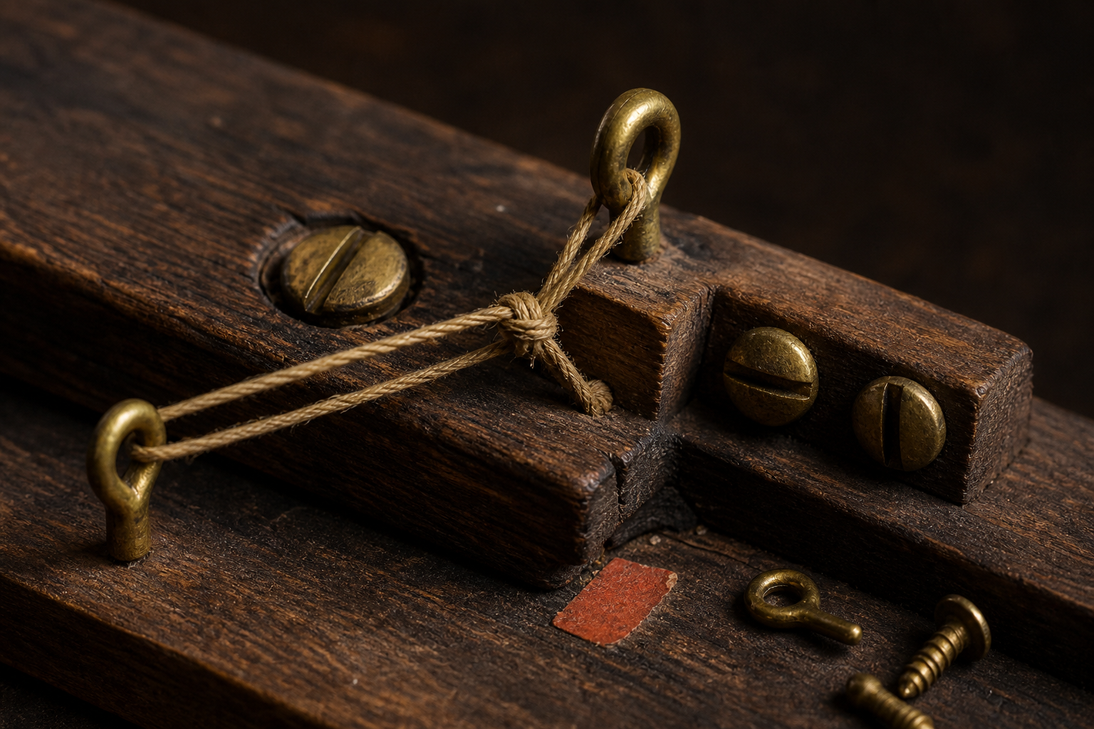 Brass hardware and knot