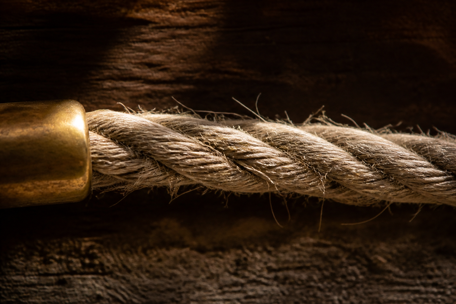 Macro of hemp rope fibres under tension