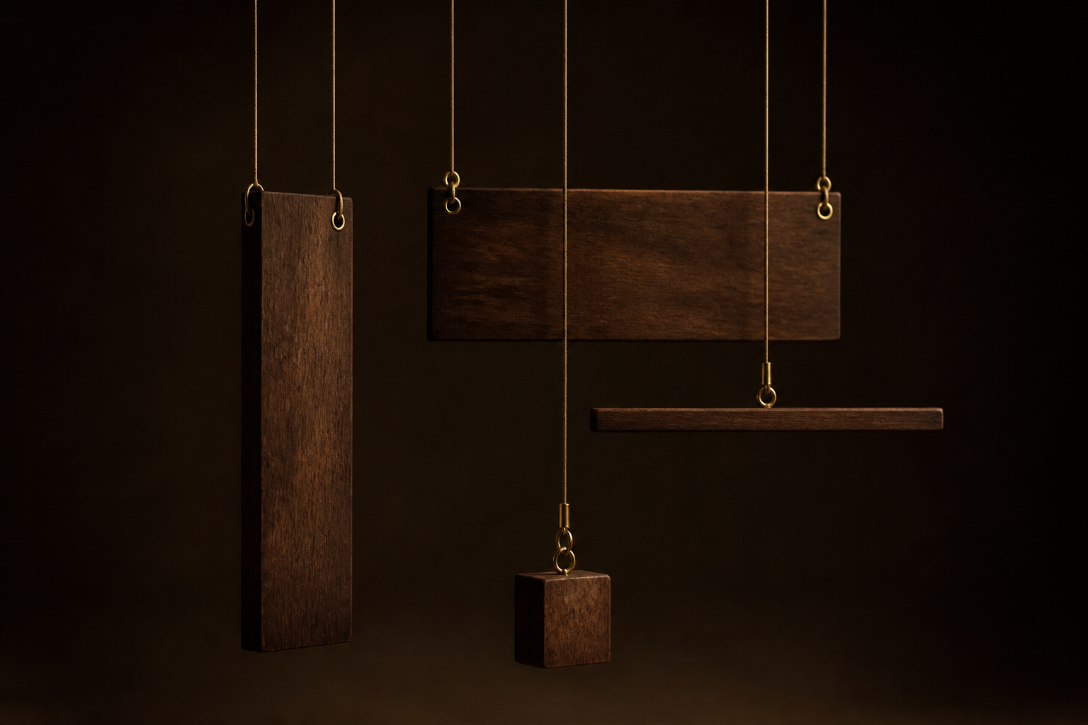 Suspended wooden blocks
